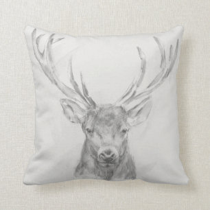 Contemporary Elk Sketch Throw Pillow