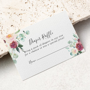Contemporary Eucalyptus Diaper Raffle Ticket Enclosure Card