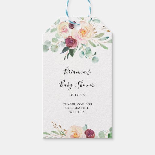 Contemporary Eucalyptus Floral Baby Shower Gift Tags