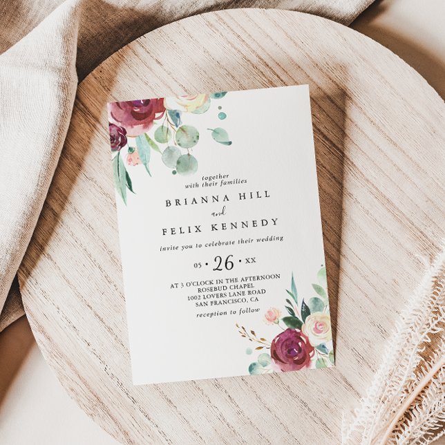 Contemporary Eucalyptus Floral Casual Wedding Invitation (Creator Uploaded)
