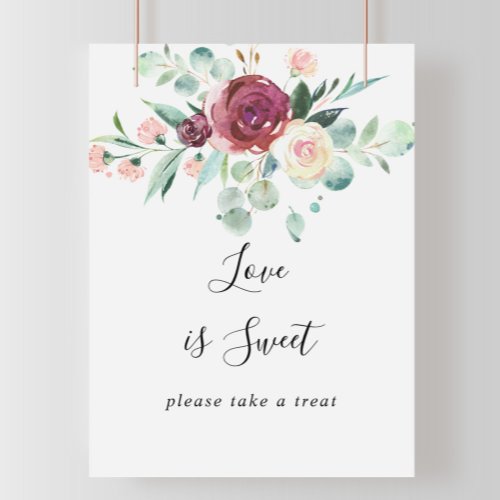 Contemporary Eucalyptus Floral Love Is Sweet Sign