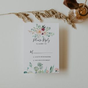 Contemporary Eucalyptus Floral RSVP Card