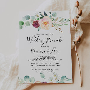 Contemporary Eucalyptus Floral Wedding Brunch Invitation