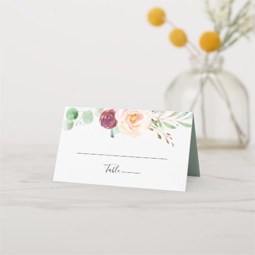 Contemporary Eucalyptus Floral Wedding Place Card