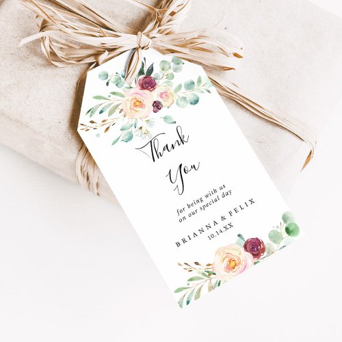 Contemporary Eucalyptus Floral Wedding Thank You Gift Tags