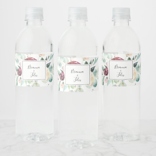 Contemporary Eucalyptus Floral Wedding Water Bottle Label