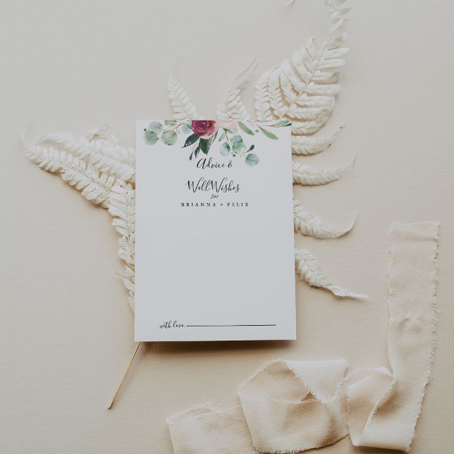 Contemporary Eucalyptus Floral Wedding Well Wishes Advice Card (Creator Uploaded)
