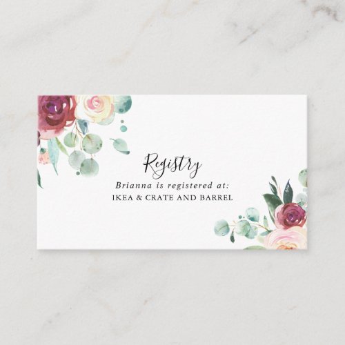 Contemporary Eucalyptus Wedding Gift Registry Enclosure Card
