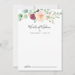 Contemporary Eucalyptus Wedding Words of Wisdom Advice Card<br><div class="desc">This contemporary eucalyptus wedding words of wisdom advice card is perfect for a simple wedding. The design features watercolor purple, blush, bordo and burgundy delightful peonies with green eucalyptus leaves, inspiring artistic beauty. These cards are perfect for a wedding, bridal shower, baby shower, graduation party & more. Personalize the cards...</div>
