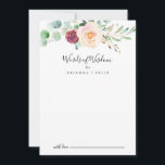 Contemporary Eucalyptus Wedding Words of Wisdom Advice Card<br><div class="desc">This contemporary eucalyptus wedding words of wisdom advice card is perfect for a simple wedding. The design features watercolor purple, blush, bordo and burgundy delightful peonies with green eucalyptus leaves, inspiring artistic beauty. These cards are perfect for a wedding, bridal shower, baby shower, graduation party & more. Personalize the cards...</div>