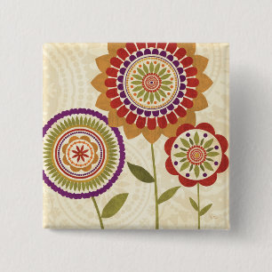 Contemporary Fall Flowers Button