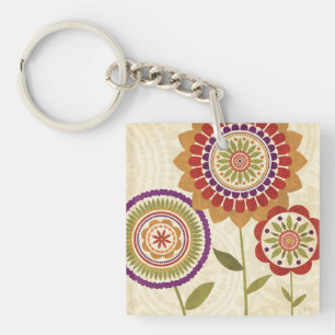 Contemporary Fall Flowers Keychain
