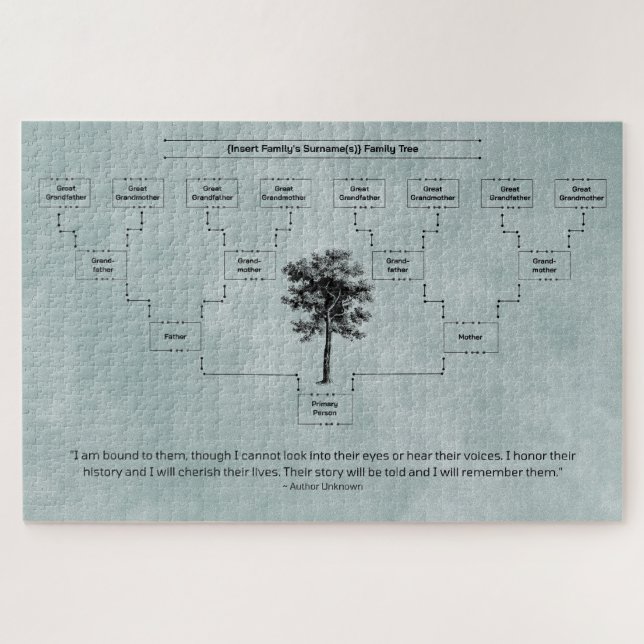 Contemporary Family Tree: Gray-Green Jigsaw Puzzle (Horizontal)
