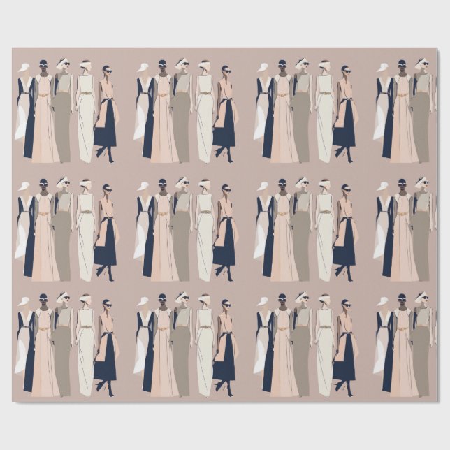 Contemporary Fashion Illustration Wrapping Paper (Flat)