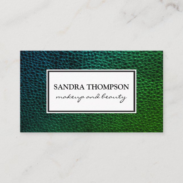 Contemporary Faux Leather / White Frame Business Card (Front)