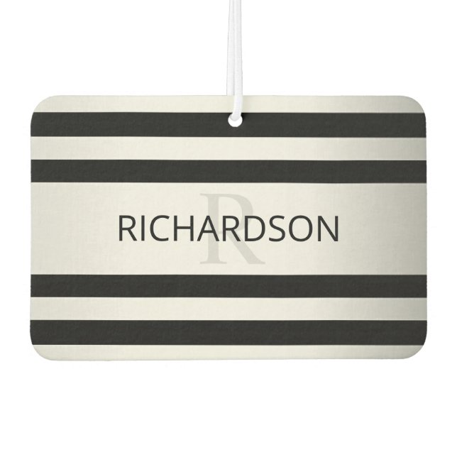Contemporary Faux Silver Ombre Stripes & Black Air Freshener (Front)