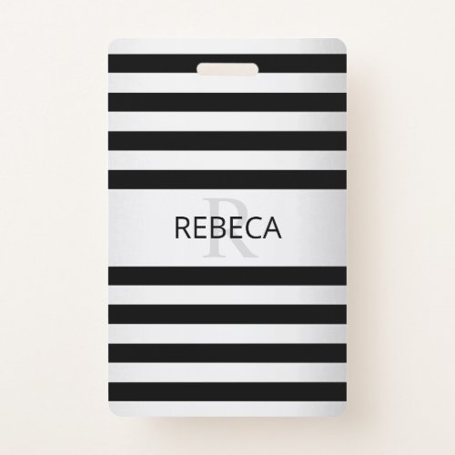 Contemporary Faux Silver Ombre Stripes  Black Badge