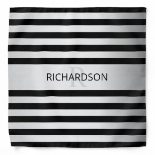 Contemporary Faux Silver Ombre Stripes & Black Bandana