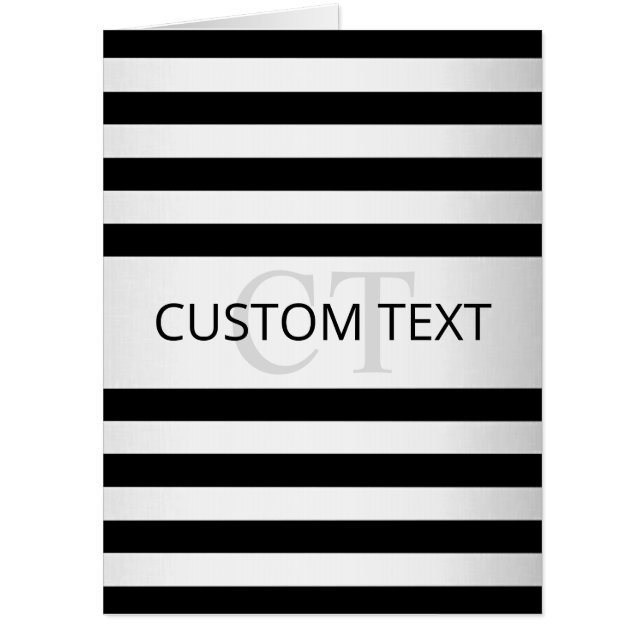 Contemporary Faux Silver Ombre Stripes & Black Card (Front)