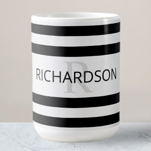 Contemporary Faux Silver Ombre Stripes & Black Color Morph Mug