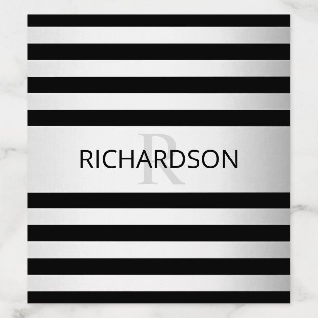 Contemporary Faux Silver Ombre Stripes & Black Envelope Liner (Design)