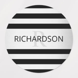 Contemporary Faux Silver Ombre Stripes & Black Kids' Labels
