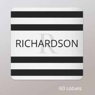 Contemporary Faux Silver Ombre Stripes & Black Kids' Labels