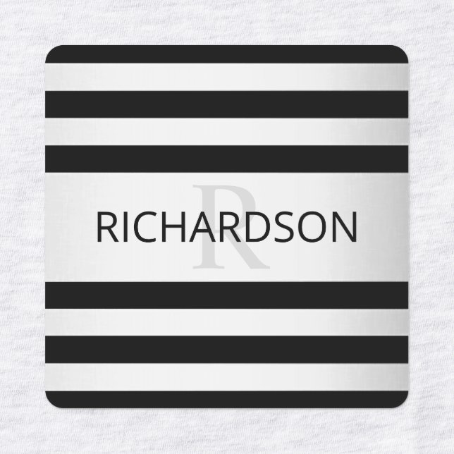 Contemporary Faux Silver Ombre Stripes & Black Labels (Design 1)