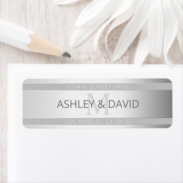 Contemporary Faux Silver Ombre Stripes & Gray Label (Insitu)