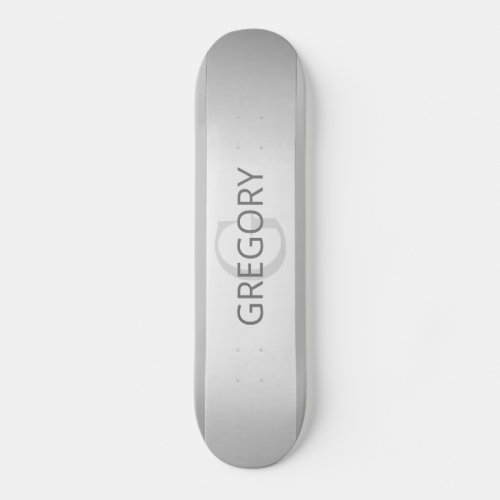 Contemporary Faux Silver Ombre Stripes  Gray Skateboard