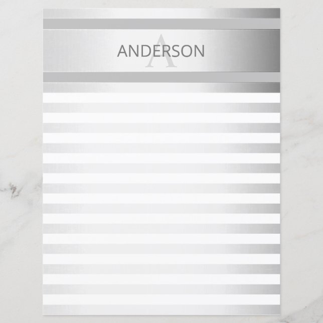 Contemporary Faux Silver Ombre Stripes & Grey (Front)