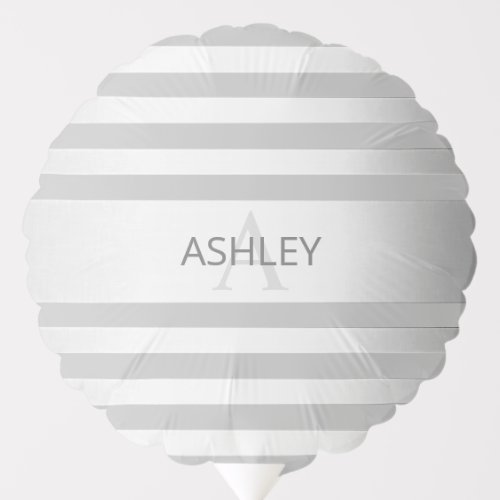 Contemporary Faux Silver Ombre Stripes  Grey Balloon