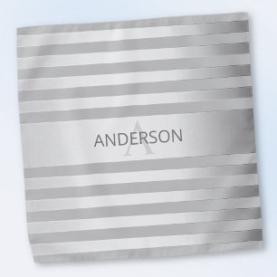 Contemporary Faux Silver Ombre Stripes & Grey Bandana