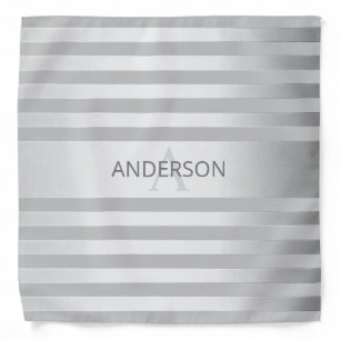 Contemporary Faux Silver Ombre Stripes & Grey Bandana