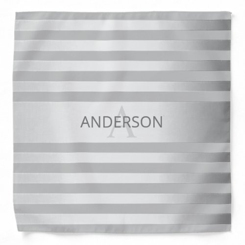 Contemporary Faux Silver Ombre Stripes  Grey Bandana