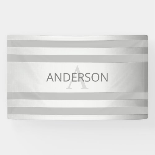 Contemporary Faux Silver Ombre Stripes  Grey Banner