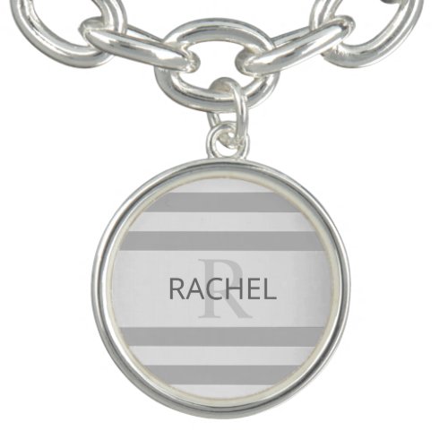 Contemporary Faux Silver Ombre Stripes  Grey Bracelet