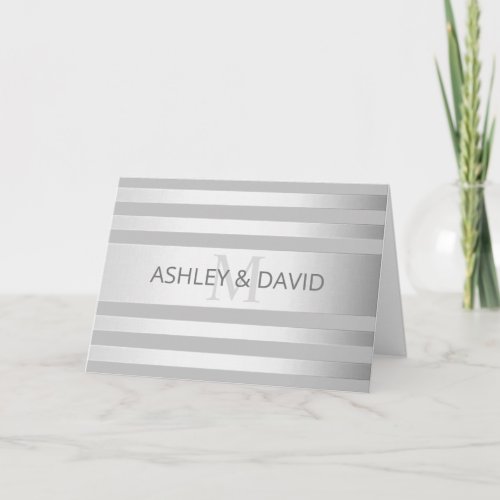 Contemporary Faux Silver Ombre Stripes  Grey Card