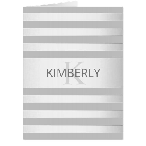 Contemporary Faux Silver Ombre Stripes  Grey Card