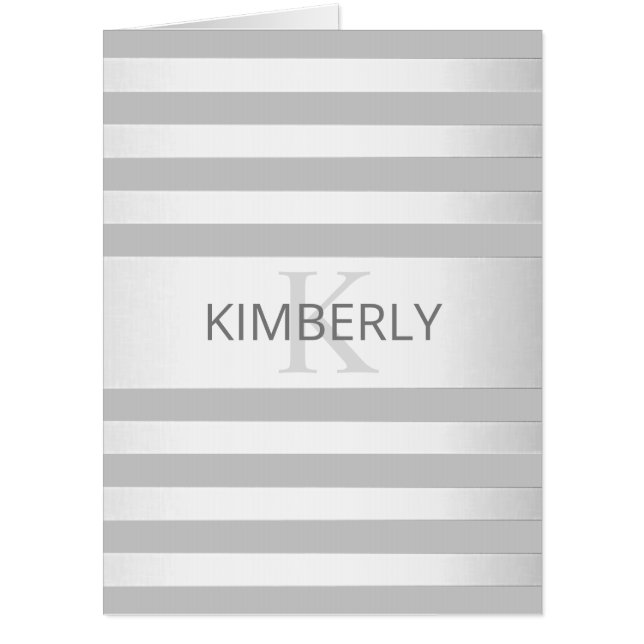 Contemporary Faux Silver Ombre Stripes & Grey Card (Front)