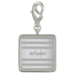 Contemporary Faux Silver Ombre Stripes & Grey Charm