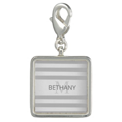 Contemporary Faux Silver Ombre Stripes  Grey Charm