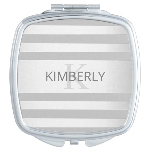 Contemporary Faux Silver Ombre Stripes  Grey Compact Mirror