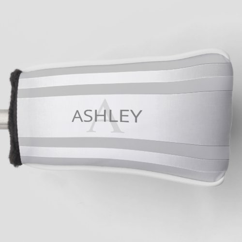 Contemporary Faux Silver Ombre Stripes  Grey Golf Head Cover