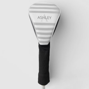Contemporary Faux Silver Ombre Stripes & Grey Golf Head Cover