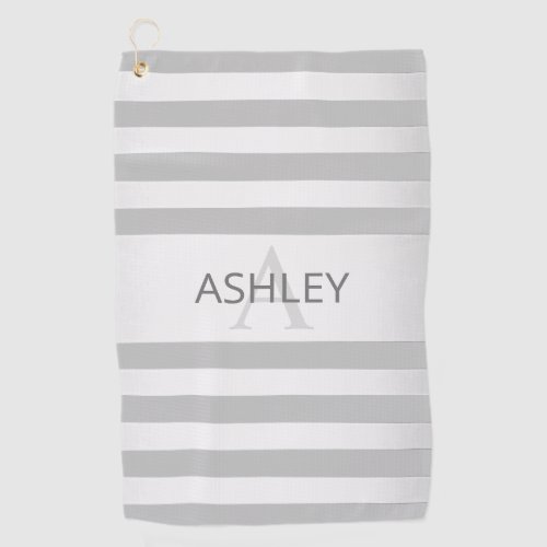 Contemporary Faux Silver Ombre Stripes  Grey Golf Towel