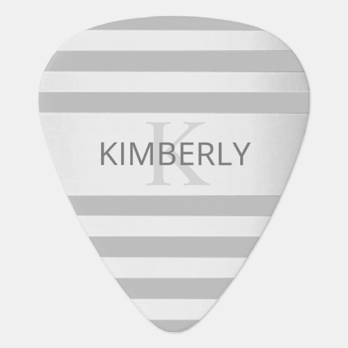 Contemporary Faux Silver Ombre Stripes  Grey Guitar Pick