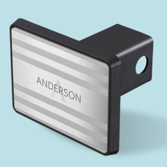 Contemporary Faux Silver Ombre Stripes & Grey Hitch Cover (Creator Uploaded)