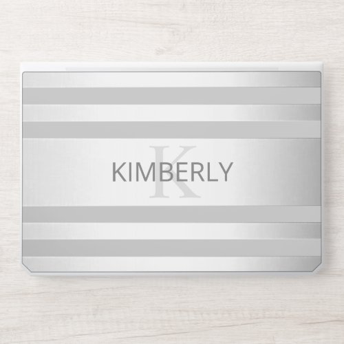 Contemporary Faux Silver Ombre Stripes  Grey HP Laptop Skin