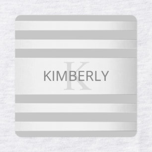 Contemporary Faux Silver Ombre Stripes & Grey Labels